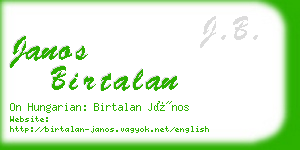 janos birtalan business card